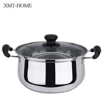 

XMT-HOME thick bottom soup pots saucepan pans induction gas universal boilers brew cookware double handle pots 20cm 1pc