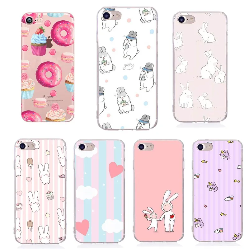 Pink Girly Phone Case For Iphone 6 6s 7 8 Plus X For Iphone 5 5s Se Cute Animals Heart Women Coque Fundas Capa Fitted Cases Aliexpress