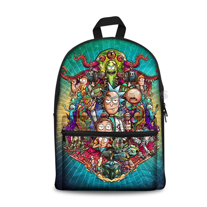 

Rick and morty School Backpacks Vintage World Map Printing Book Backpack Rucksack for Teenagers Laptop Bags Bagpack
