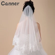 Women 150CM One Layer Lace Edge Wedding Veil Ivory One Layer Long Bridal Veil Lace Edge Wedding Accessories Veu de Noiva Gift A4