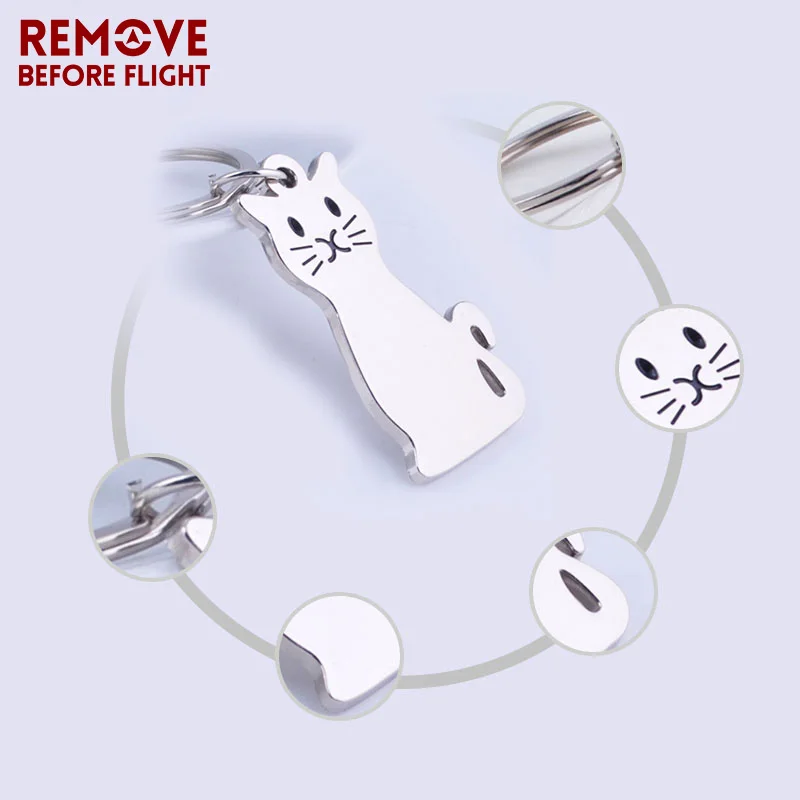 Fashion Jewelry Keychains Lovely Kitty Shaped Creative Gifts Silver Color Key Chains for Kids Fashionable Cat Key Ring Chain4