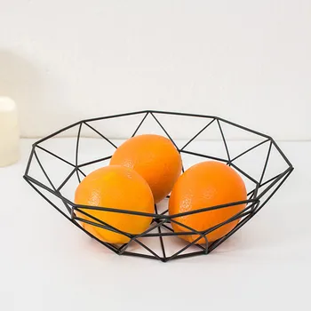 

Geometric Fruit Vegetable Wire Basket Metal Bowl Kitchen Storage Desktop Display Snacks Storage Basket fruit Decorative bowl