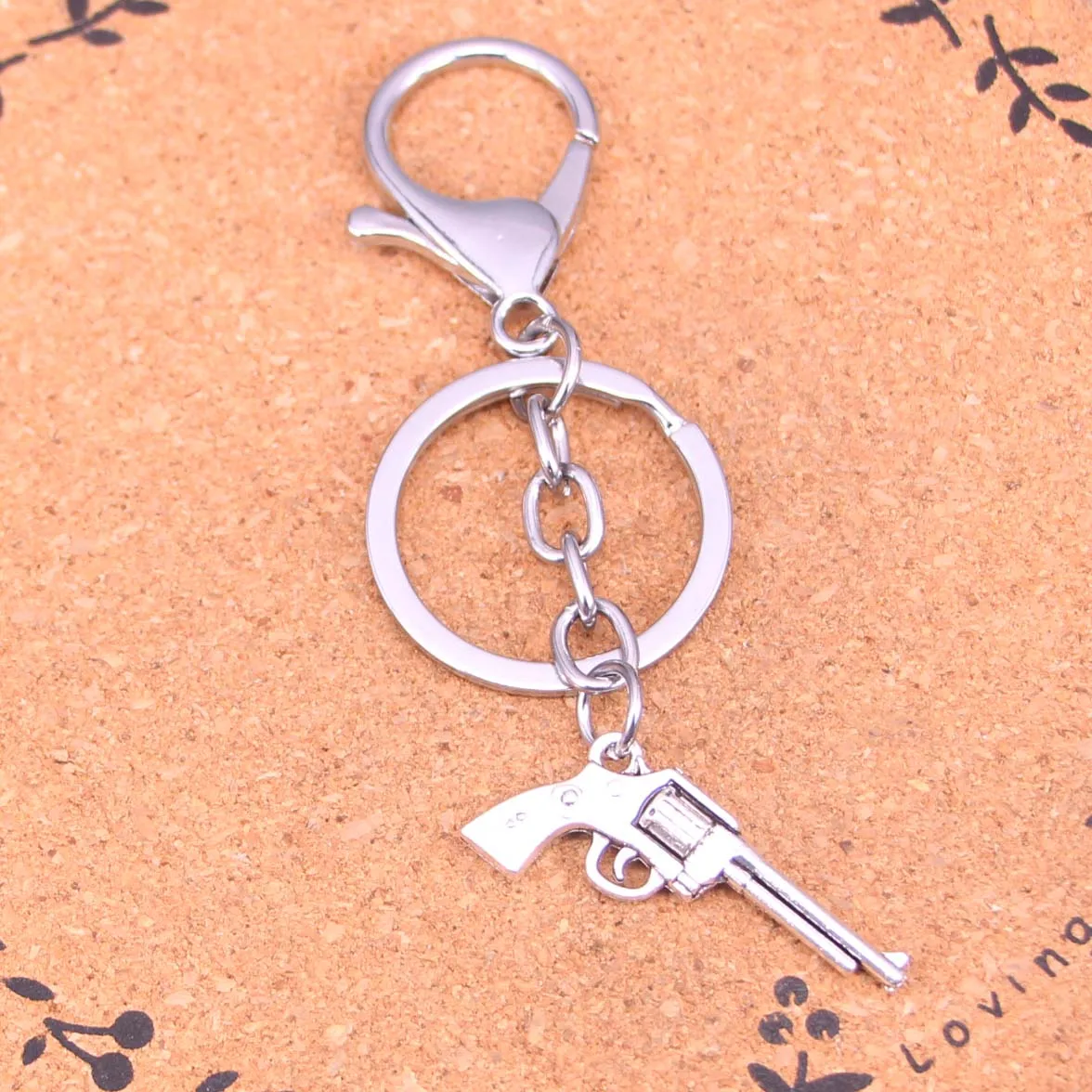 New Creative Chrome plated Metal Key Ring Best Gift gun pistol Keychain