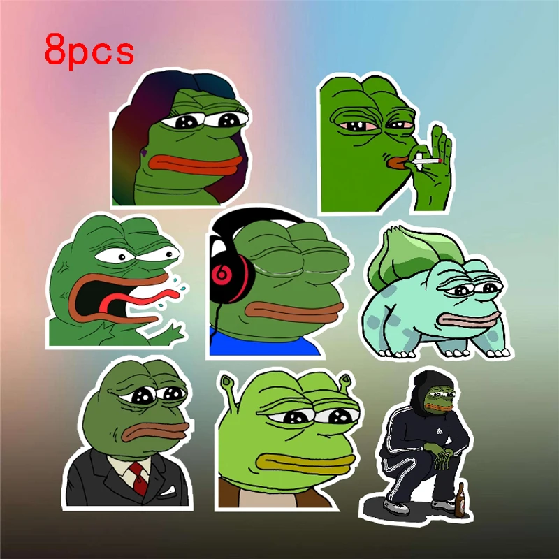 Мультяшный забавный стикер Pepe Sad для чемодана автомобиля ноутбука багажа