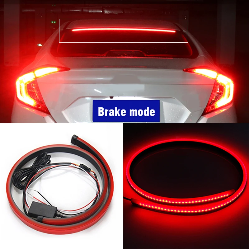 

12v Universal Red Flashing Light Car Third Brake Light led Light bar Install on auto rear window Stop Signal Lamp led