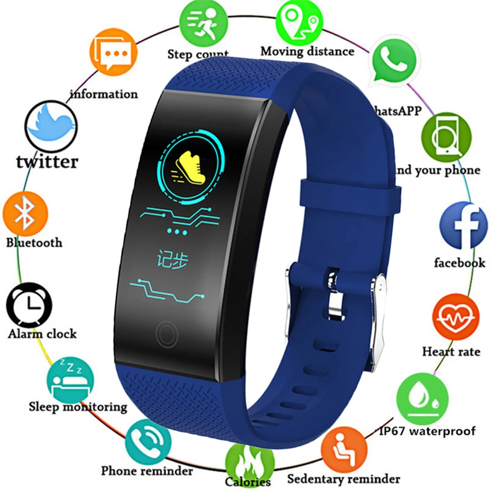 

Bluetooth QW18 Smart Bracelet Heart Rate Monitor IP68 Waterproof Color Screen Fitness Tracker Band Watch Outdoor Sport Wristband