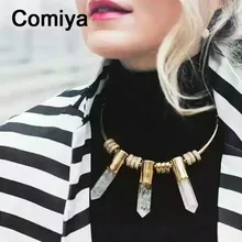 Joyas Comiya acero inoxidable mujer moda geométrica imitación de aleación de zinc de color oro collar de piedra colgante collares al por mayor