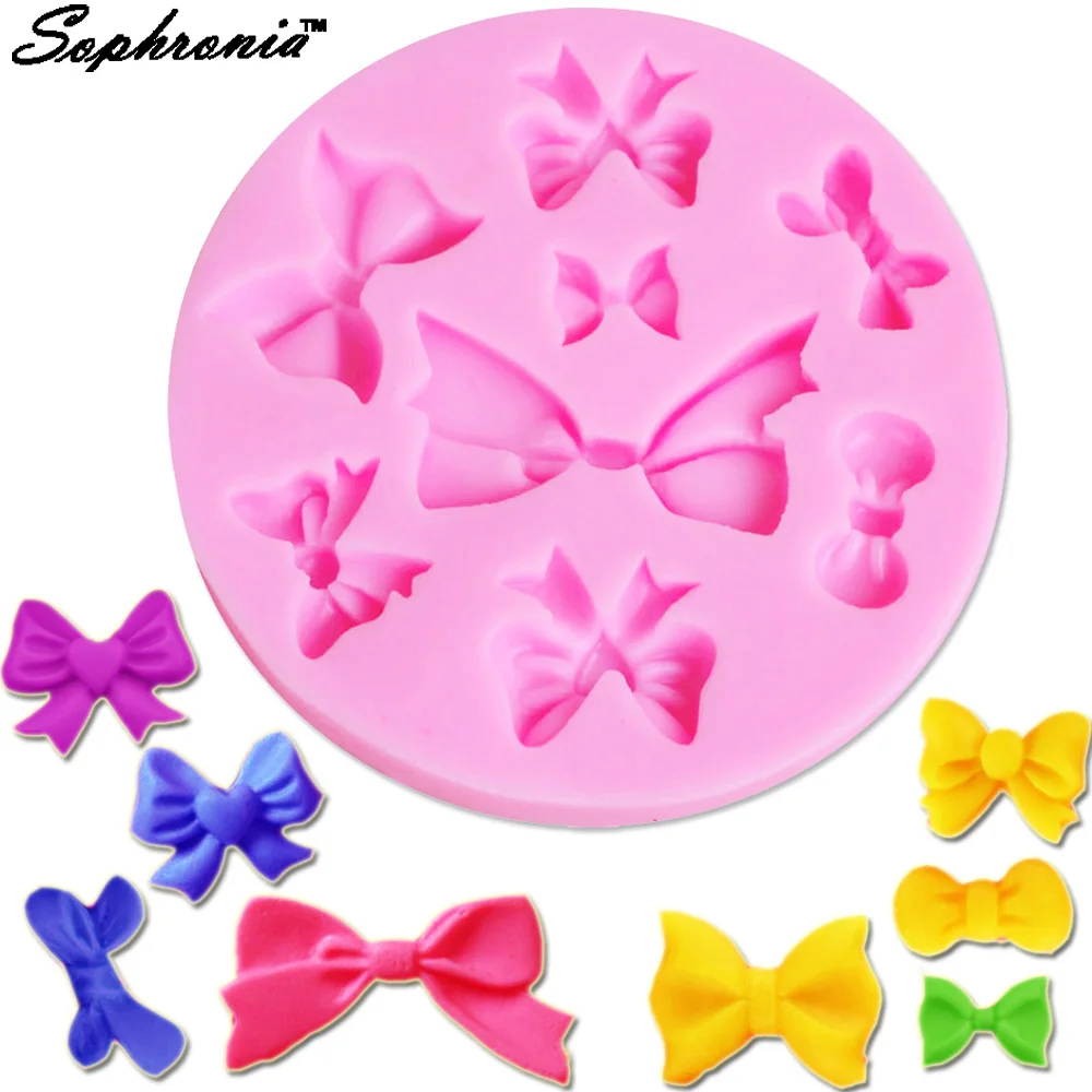 10PCS/SET 8 Mini Bows Shape Silicone Mold For Candy Sugar Chocolate