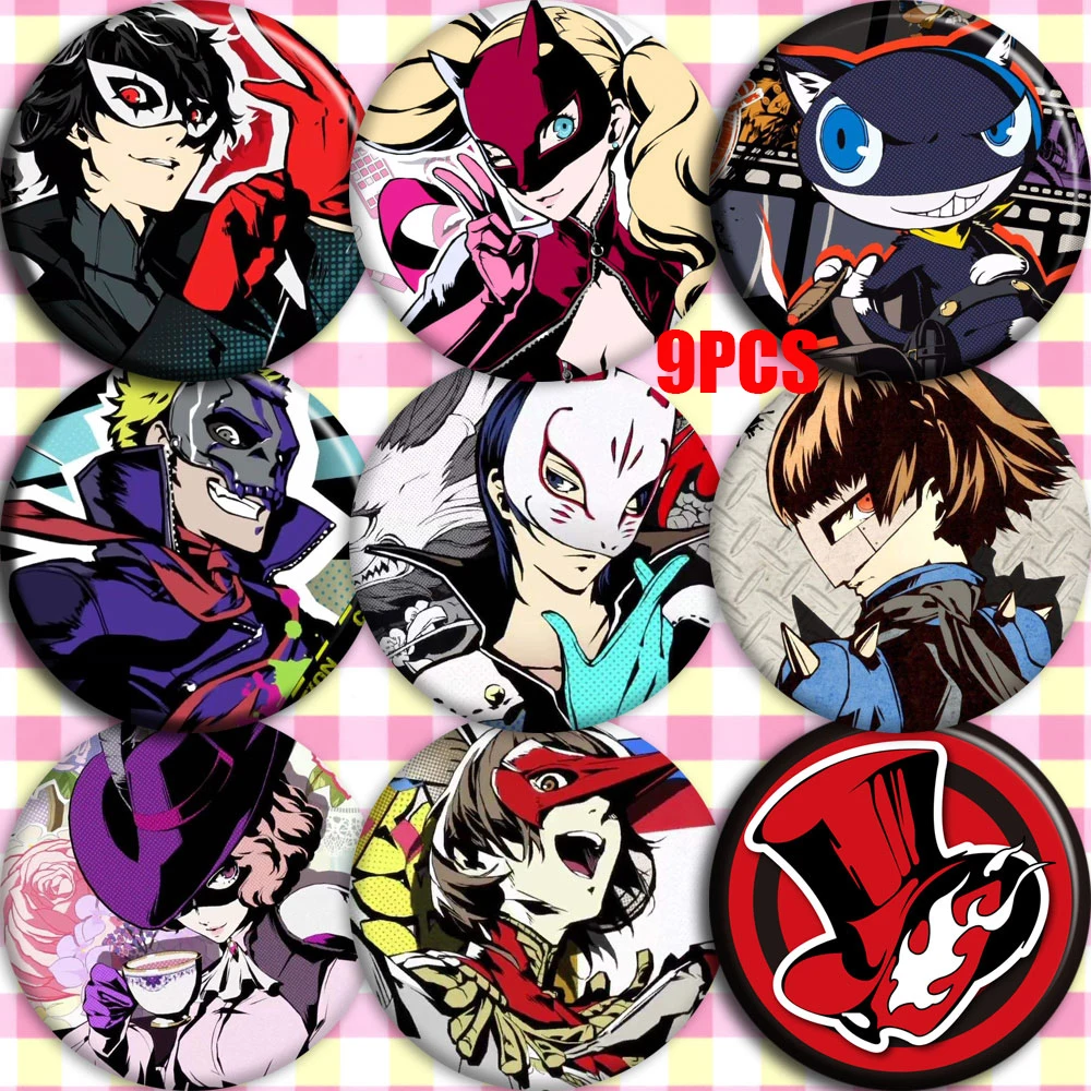 

Japan Anime Persona 5 P5 Ren Amamiya Morgana Anne Takamaki Cosplay Bedge Collect Bags Badge For Backpack Button Brooch Pin Gifts