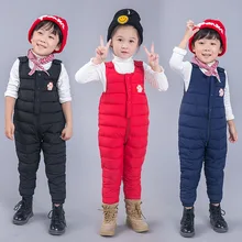 Детские зимние комбинезоны; Детские Пуховые комбинезоны для мальчиков и девочек; ветрозащитная теплая пуховая куртка; комбинезоны; зимние детские штаны; комбинезоны