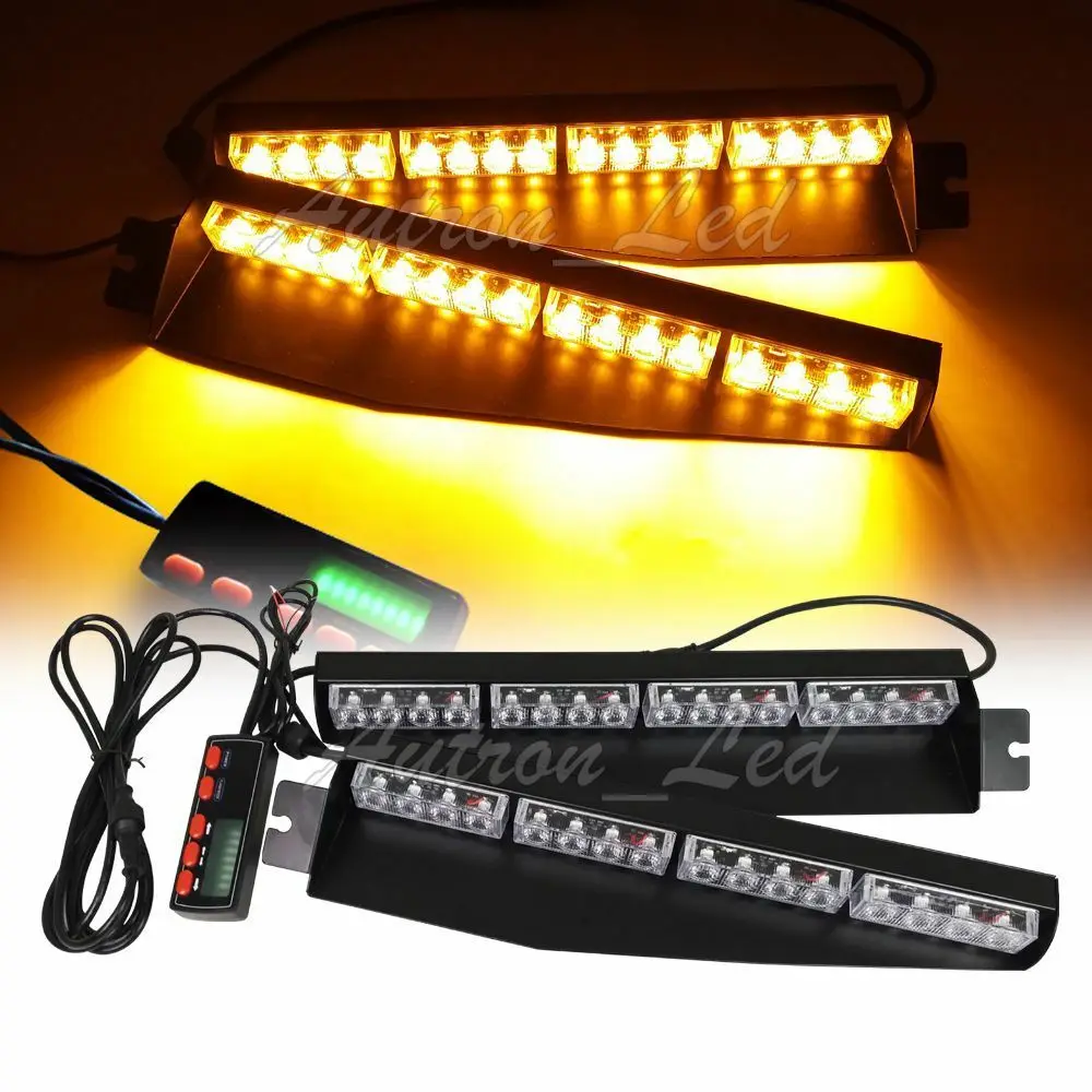 

Autron 34" 32W 32 LED Emergency Flashing Visor Deck Split Strobe Light Bar Amber