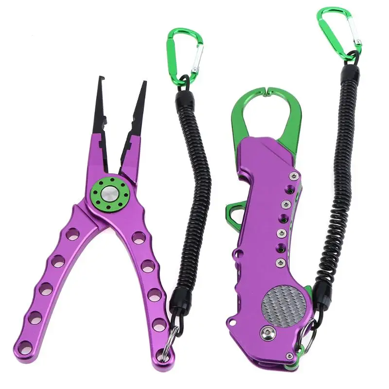 

Portable Fishing Lure Plier Multifunctional Aluminium Alloy Fish Controller Foldable Metal Clamp Fish Grabber Fishing Tool Set