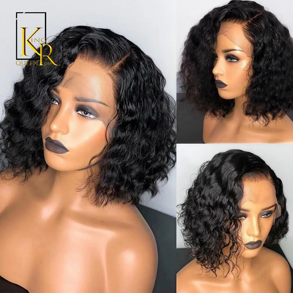 

Lace Front Human Hair Wigs For Black Women Curly BOB Wig With Pre Plucked Remy Brazilian Hair Bleached Knot Full Frontal VSBOB