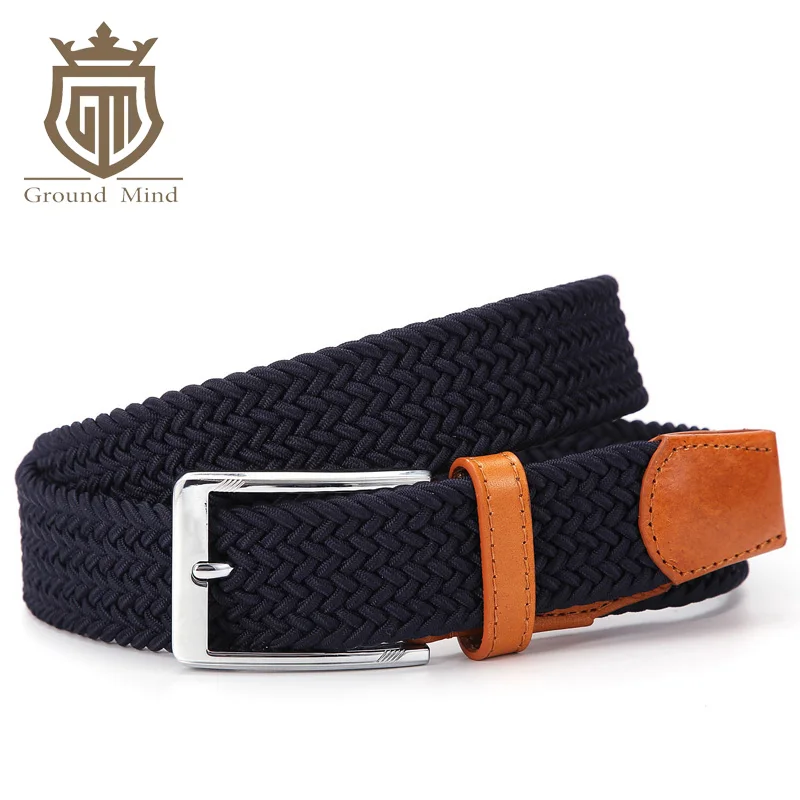 Men's Elastic Braided Belts Casual Solid Color Canvas Stretch Woven