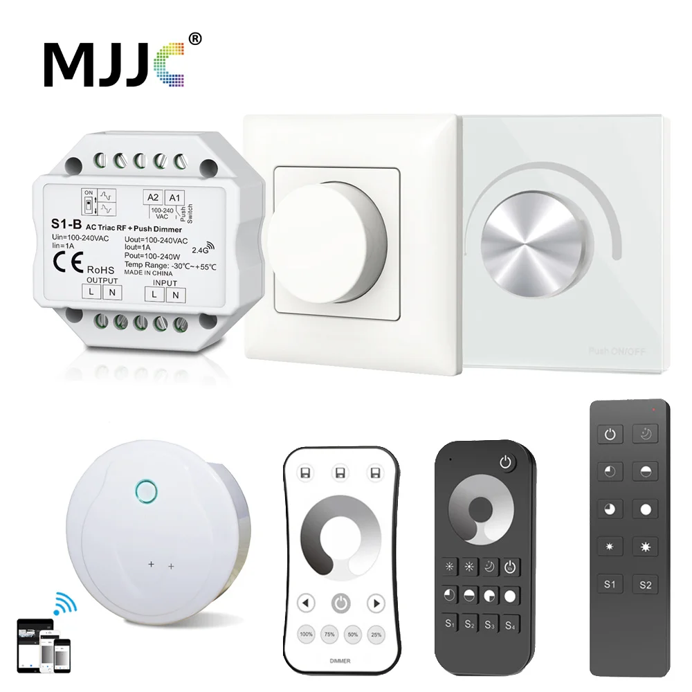 Triac LED Dimmer 220V 230V 110V AC 2.4G Wireless RF Remote Controller Smart Wifi Dimmer for Single Color Dimmable LED Bulb Lamp