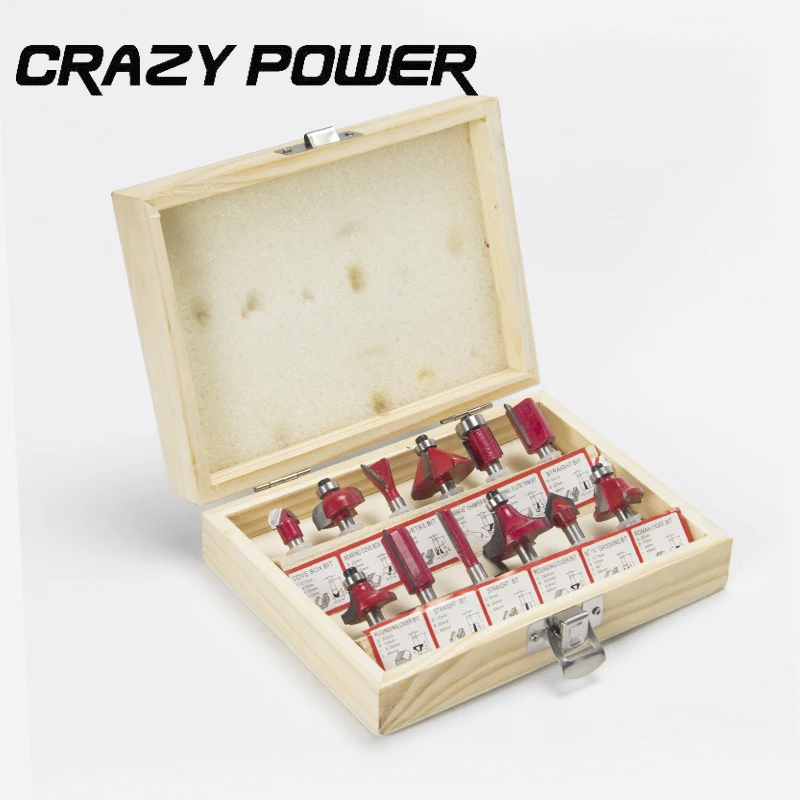 Crazy Power Wood router bit set 1 4 6 35mm Wood Woodworking Cutter Trimming Knife Forming