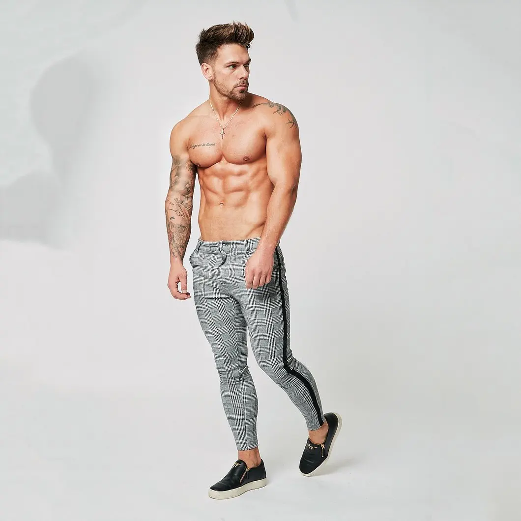 Casual Feet trousers Brand Men Pants Tight Joggers Pants Male Trousers Mens Joggers lattice Pants Sweatpants Large Size XXL