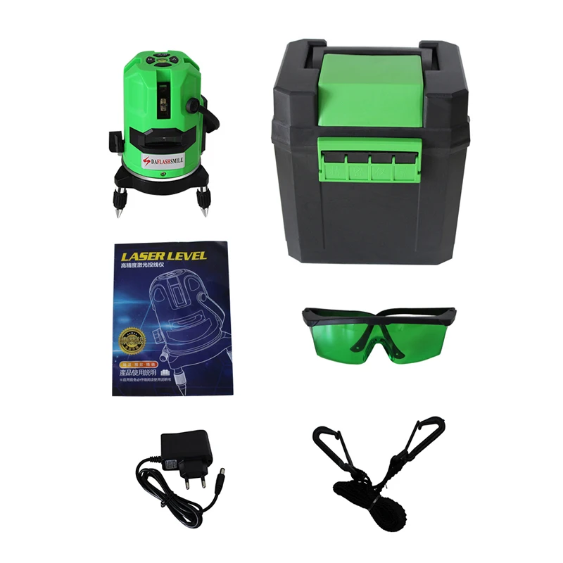 

Green Line Laser Level 5 Lines 6 Points Tilt Module Slash Function Strong Bright Thick Lines Super