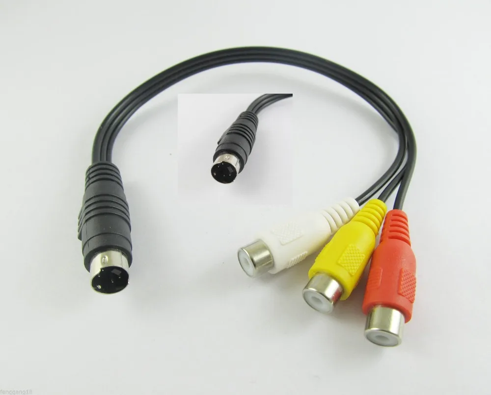 1pc 4 Pin Svideo Male Plug To 3 Rca Female Jack Video Tv Laptop