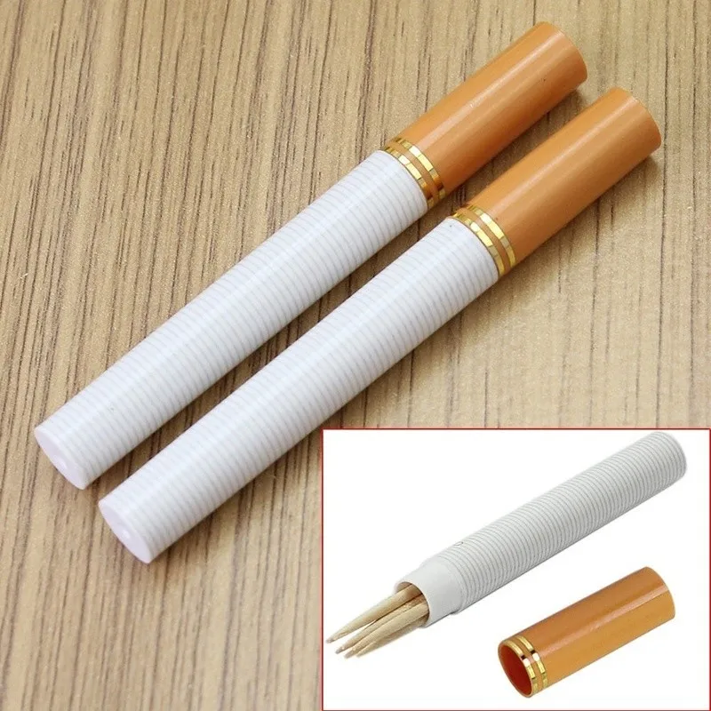 

2 pcs Fashion Portable Toothpick Box Cigarette Shape Secret Stash Diversion Toothpick Case Ttandenstokers Holder Container