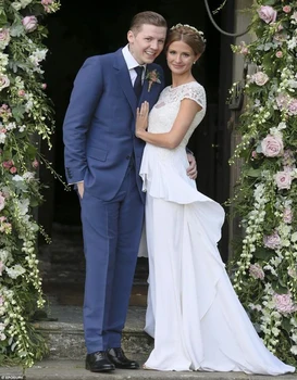 

Hot Blue Groom Tuxedos Notched Lapel Two Buttons Wedding Suits For Men Groom Wedding Suits Men Suits(jacket+pants+vest+tie)