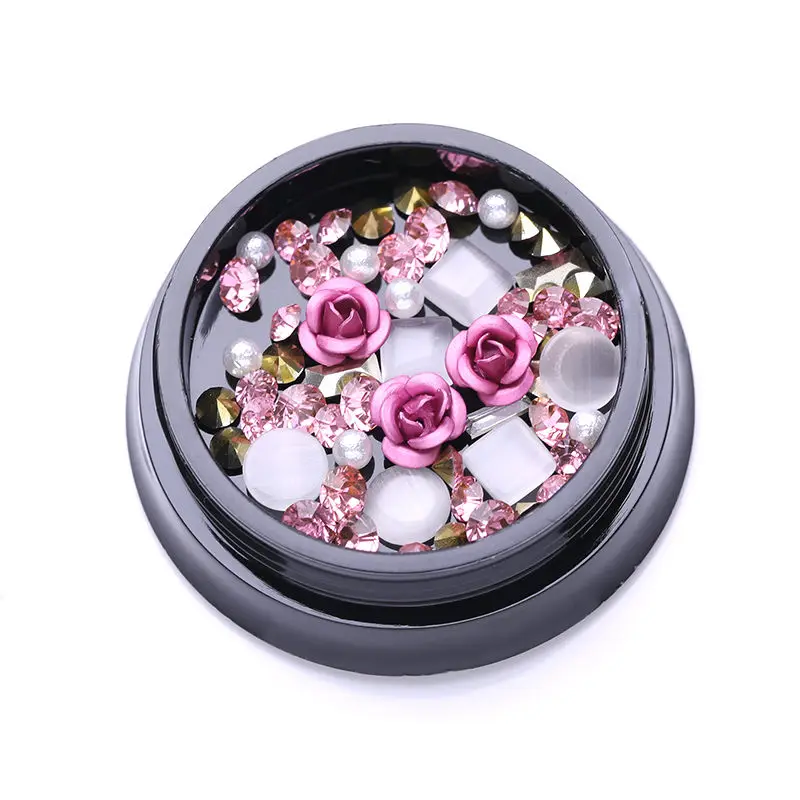 1 коробка Металлическая роза круглые опалы кристалл драгоценный камень жемчуг бусины для DIY Стразы красное золото фиолетовая Роза 3D дизайн ногтей украшения - Цвет: Pattern-4
