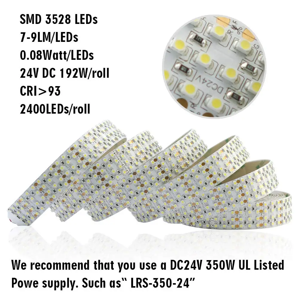 30m White LED Strip Light Reel - Highlight Series LED Tape Light - High-CRI  Quad Row - 24V - IP20 - 1,317 lm/ft