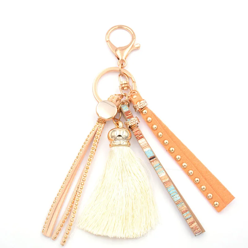 12 Colors Hanging Rope Silk cotton Tassel beads keychain Fringe For Key  Chain Earring Hooks Pendant Jewelry Making Accessories
