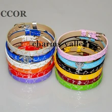 10 шт DIY Аксессуары подходят 8 мм слайд подвески из камня из искусственной кожи браслет с камнями разноцветные 8 мм шириной 210 мм длиной, SWD025