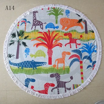 

Large Round with Tassel Circle Bohemia Beach Towel Wash Cloth Reactive Print Bath Towel Sports Towel Polyeste ST-1734