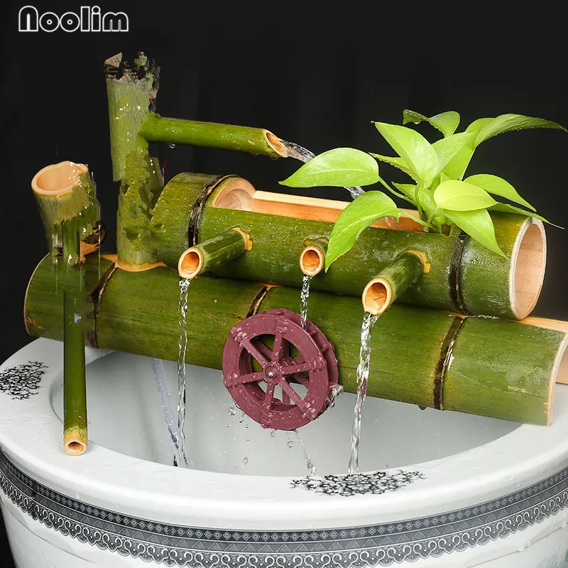 

Handmade Bamboo Water Fountains Fish Pond Accessories Decor Opening Gift Feng Shui Wheel Ornaments Home Fish Tank Decoration