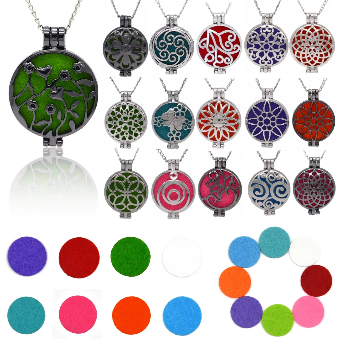 Charms Jewelry Hollow Vintage Necklace Shellhard Round Fragrance Locket Essential Oil Aromatherapy Diffuser Pendant Necklaces