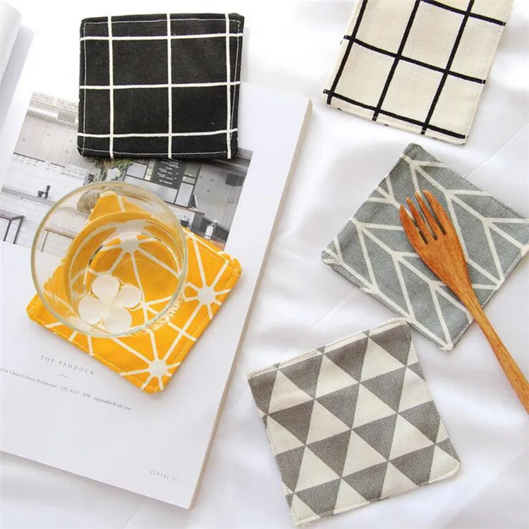 

FOURETAW 1 Ps 10x10cm Creative Modren Nordic Style Mats Pads Table Mat Cloth Tableware Pad Dinner Decor Coffee Tea Cup Mug Pads
