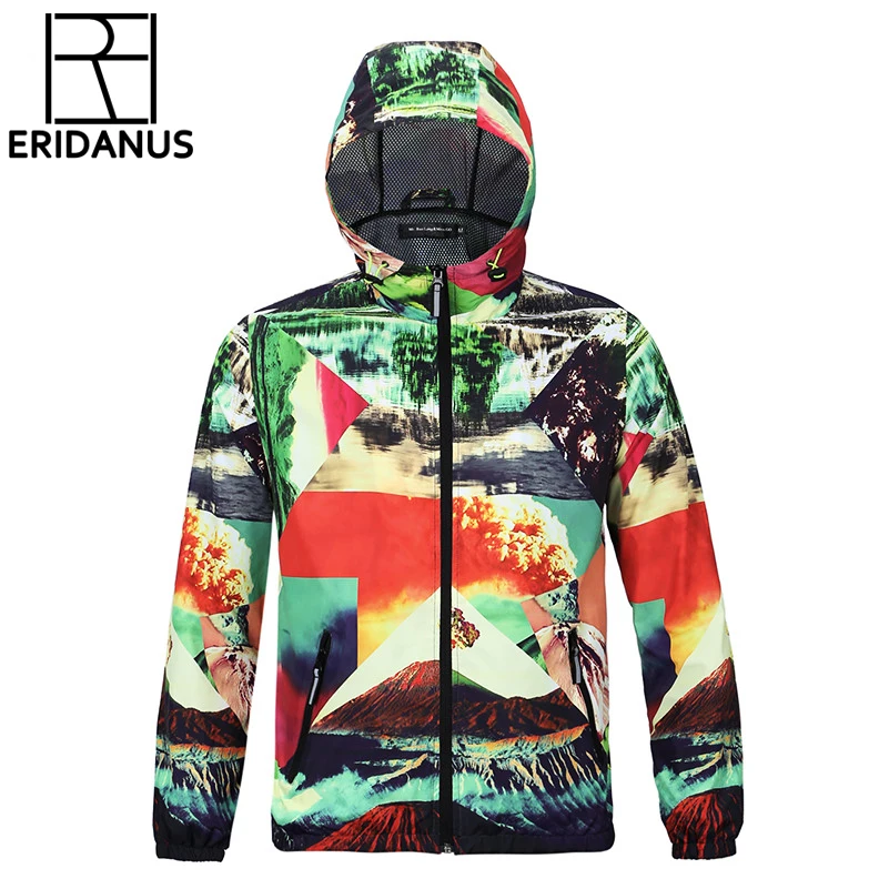 

2016 Autumn Arrival Men's Windbreaker Jacket Fashion 3D Colorful Digital Printing Breathable Cool Quick-drying Coat M378