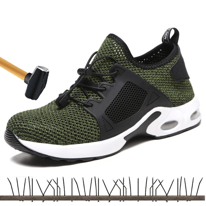 

Protective shoes AIR breathable safety shoes men's Lightweight steel toe shoes anti-smashing piercing work Single mesh sneakers