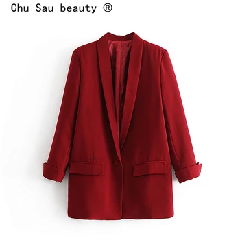 

Chu Sau beauty Casual Chic Vintage Two Colour Blazers Women Office Lady Blazer Feminino Chaqueta Mujer Cuff Crimping Pockets