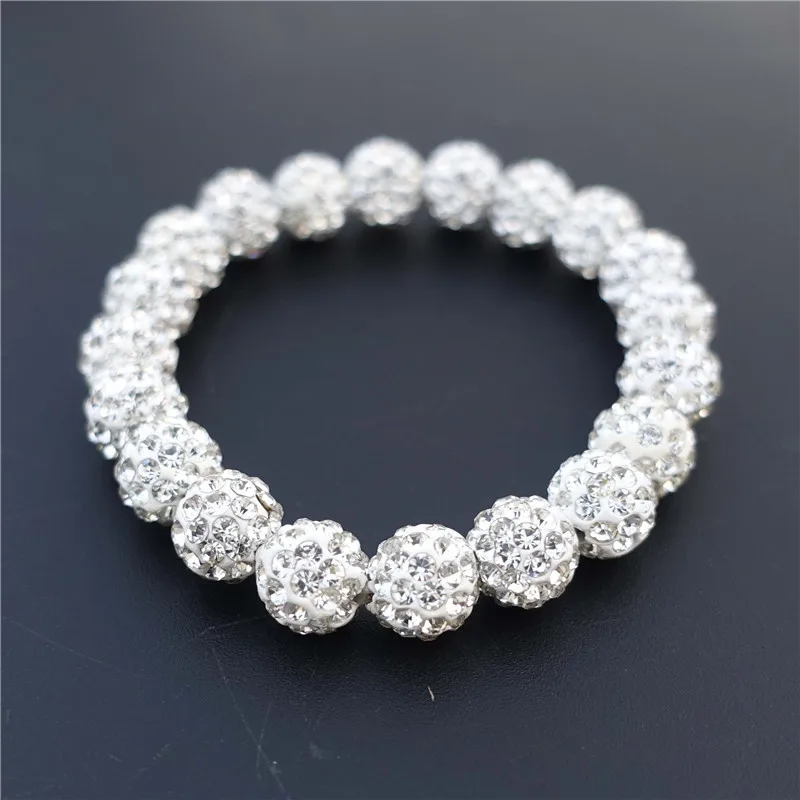 

Handmade Rhinestone Clay Disco Ball Beads Bracelet Kids Girls Bling Bling Jewelry 15cm Length
