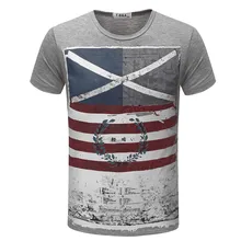 Новое Прибытие 2017 Мужчины Лето Повседневный Jack Флаг Футболка Slim Fit Короткие рукава Дизайнер Рубашка США Размеры XS, S, M, L XL 6 Цвета AMA002