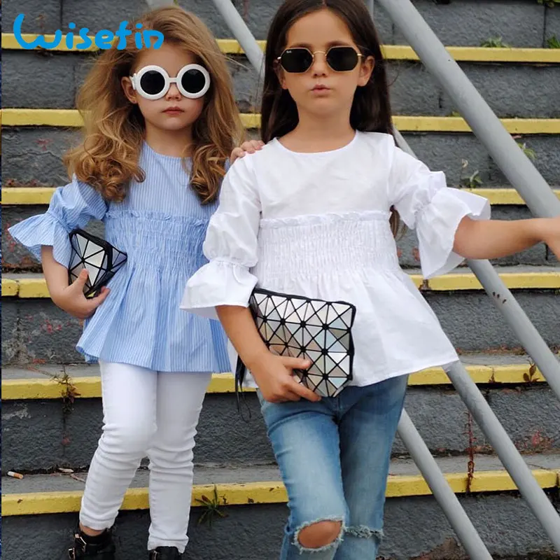 

Wisefin 2Pcs Children Girl Clothing Sets Summer Fashion Stripe Kids Tracksuit Baby Clothes Set Toddler Girl Outfit Top + Jeans