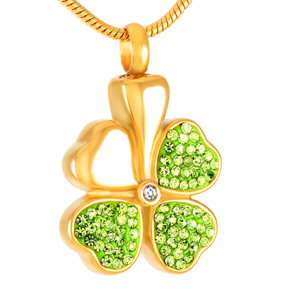 

CMJ8533 Different Color available Lucky Clover Mini Urn Ash Lockets Keepsake Urn Necklace Memorial Cremation Jewelry Pendant