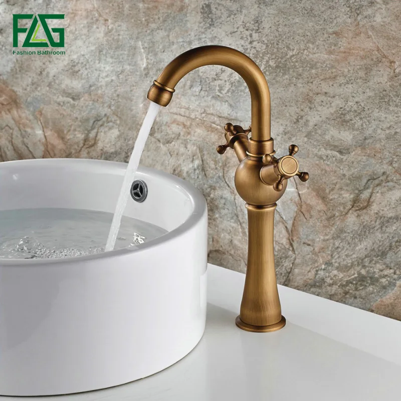 FLG European Nordic Retro Basin Faucet 100 Copper Antique Bathroom
