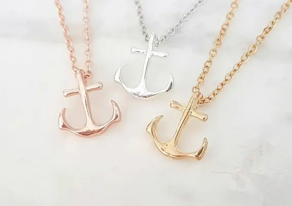 

Nautical amulet lucky Tiny Boat Anchor charm Necklace Sideways Mens Navy beach Boat Hooks pendant Necklace for Women jewelry