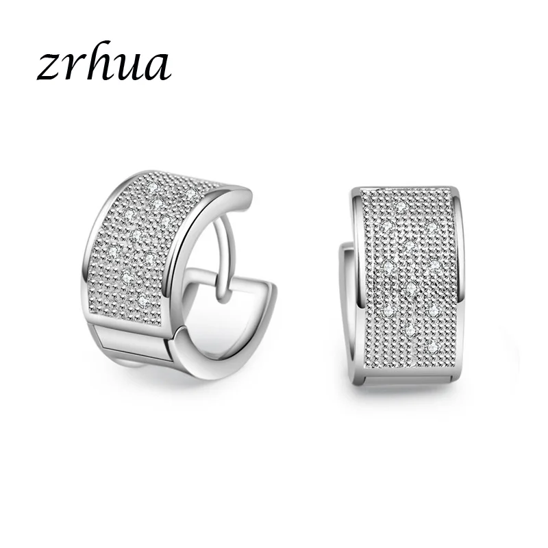 

ZRHUA Top Sale 925 Sterling Silver Earring Classic Geometric Hoop Earrings For Women Girls Party Engagement Bridal Jewelry