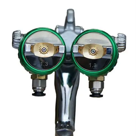 SAT1189 пистолет-распылитель нано-хромированная живопись высокого давления с двойным соплом зеркальный пневматический распылитель с двумя головками пистолет-распылитель пневматический инструмент