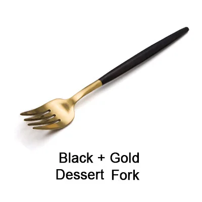 Столовые приборы из нержавеющей стали, благородная вилка, нож, десерт, столовая посуда, посуда, золото, серебро, черный, кофе - Цвет: G-B dinner fork