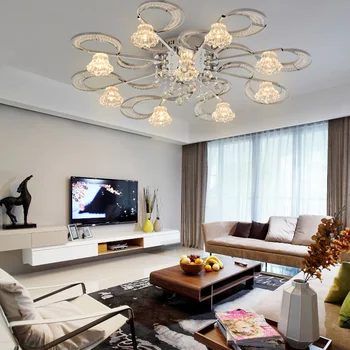 

Creative led crystal living room ceiling lamp modern simple atmosphere European restaurant lamp led ceiling lamp lighting lamp