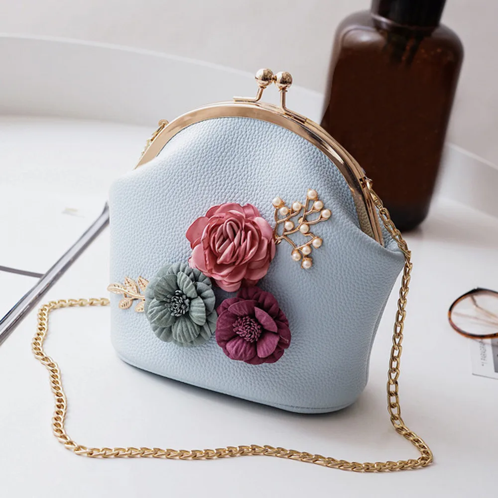 Женская модная сумка на плечо с объемными цветами, женская маленькая винтажная Сумка-тоут, сумочка на цепочке, сумка-мессенджер, клатч, сумка# YL5