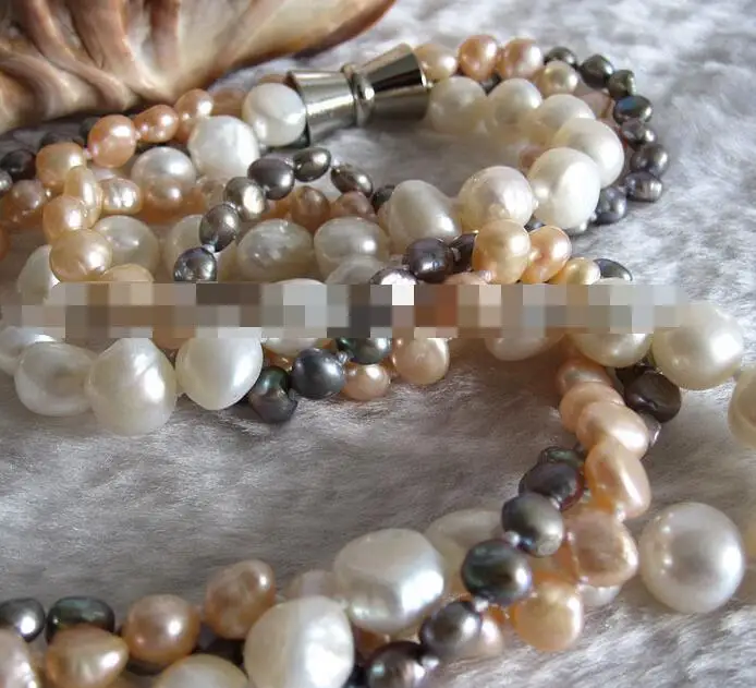 

song voge gem nanJ1242 3Row Multi Color Baroque Freshwater Pearl Necklace C Jewelry