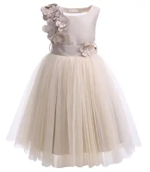 

Cutestyles Girls Wedding Dress Sleeveless Flower Girl Party Dresses For Teenager Kids Champagne Clothes G-DMGD908-1050