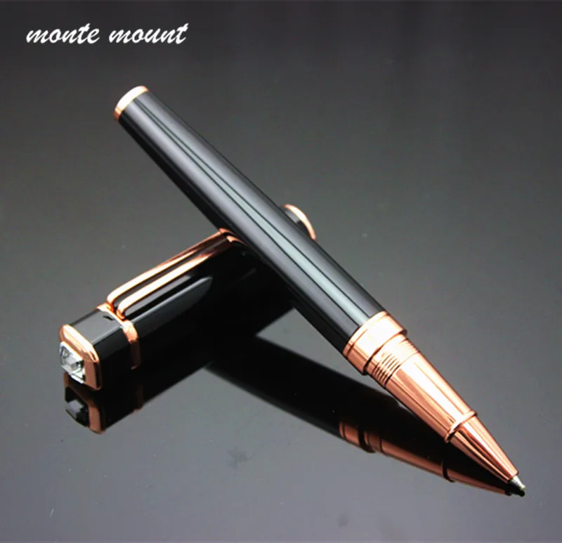 Monte Mount 301 Grand шапка с бриллиантом черная Роскошная средняя роликовая шариковая ручка Новая металлическая шариковая ручка - Цвет: roller ball pen